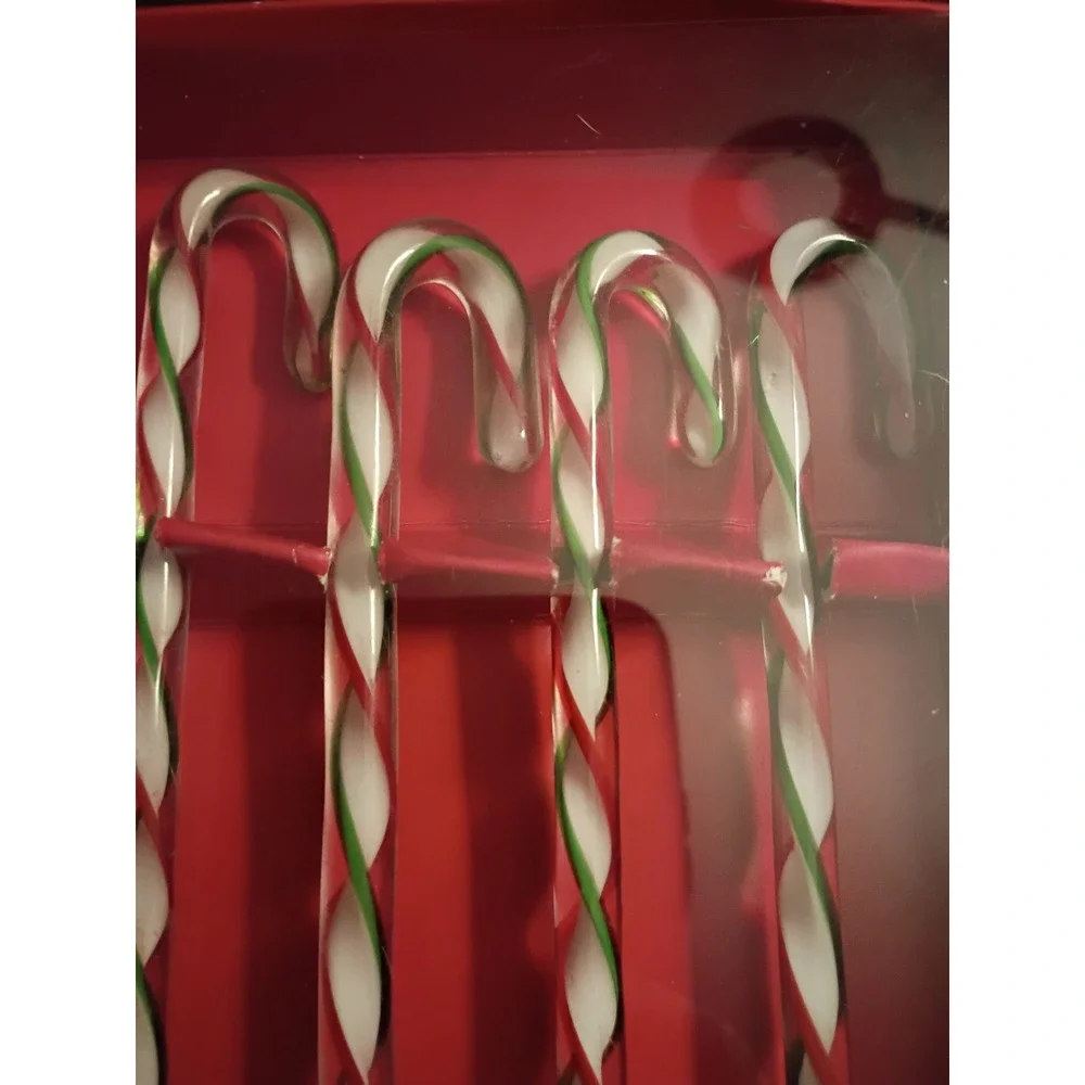 Pier 1 Imports Candy Cane Glass Swizzle Sticks Set of 4 Red Green White 2078129